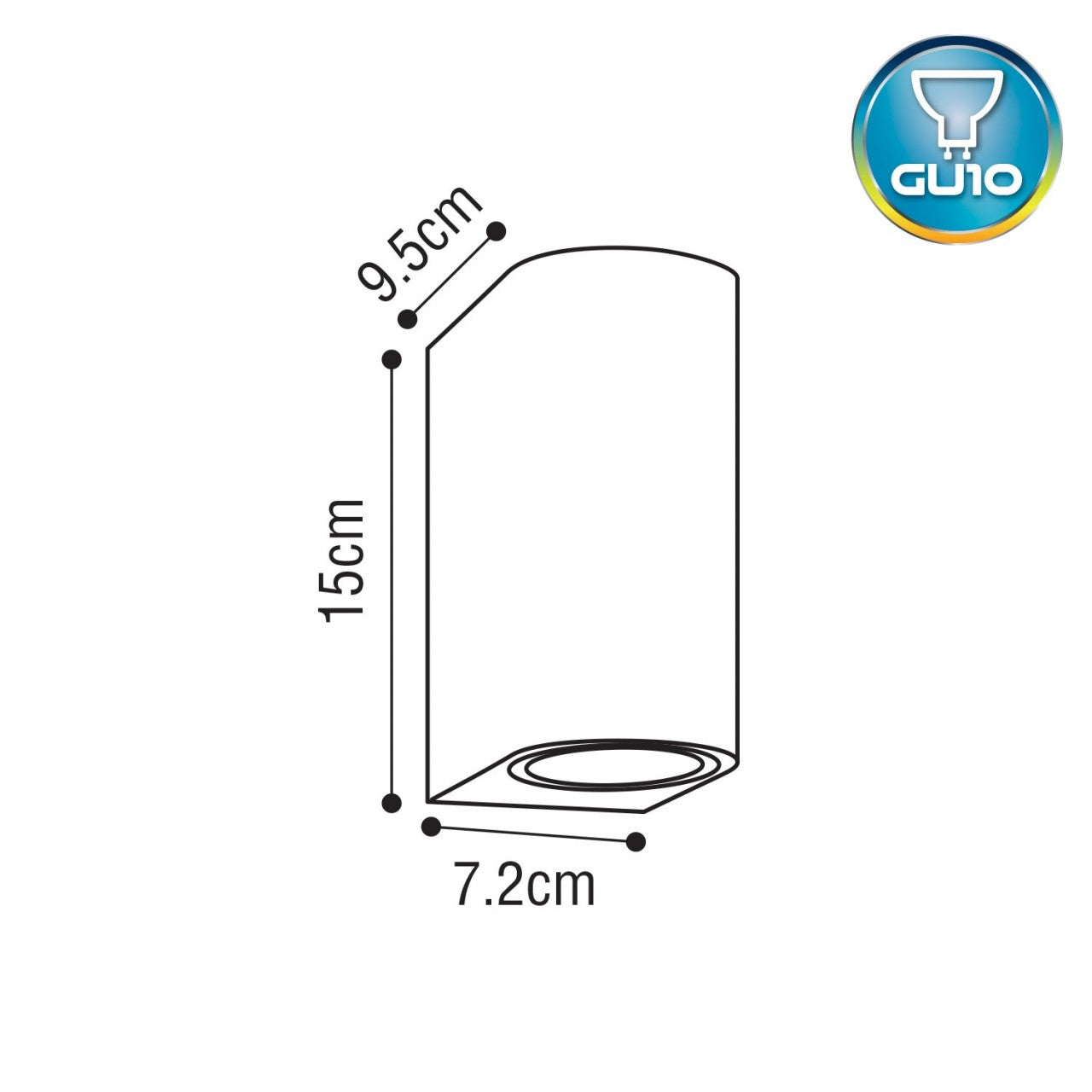APLIQUE DE LUZ INDIRECTA GU10 2 LUCES IP65 COLOR NEGRO LIGHTECH