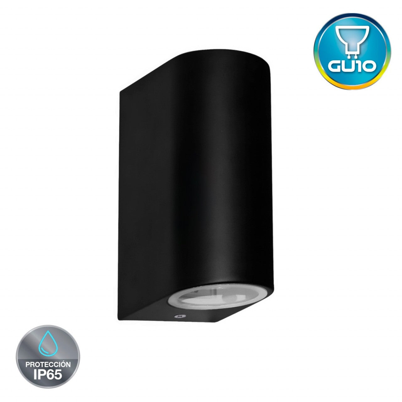 APLIQUE DE LUZ INDIRECTA GU10 2 LUCES IP65 COLOR NEGRO LIGHTECH