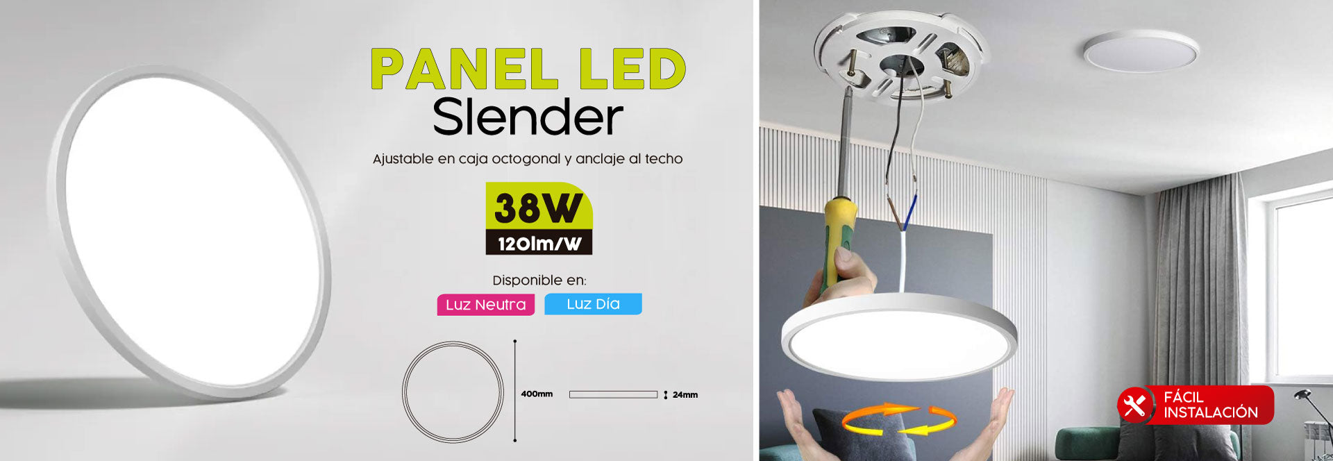 PANEL LED ADOSADO REDONDO SLIM 38W NOVALAMPS