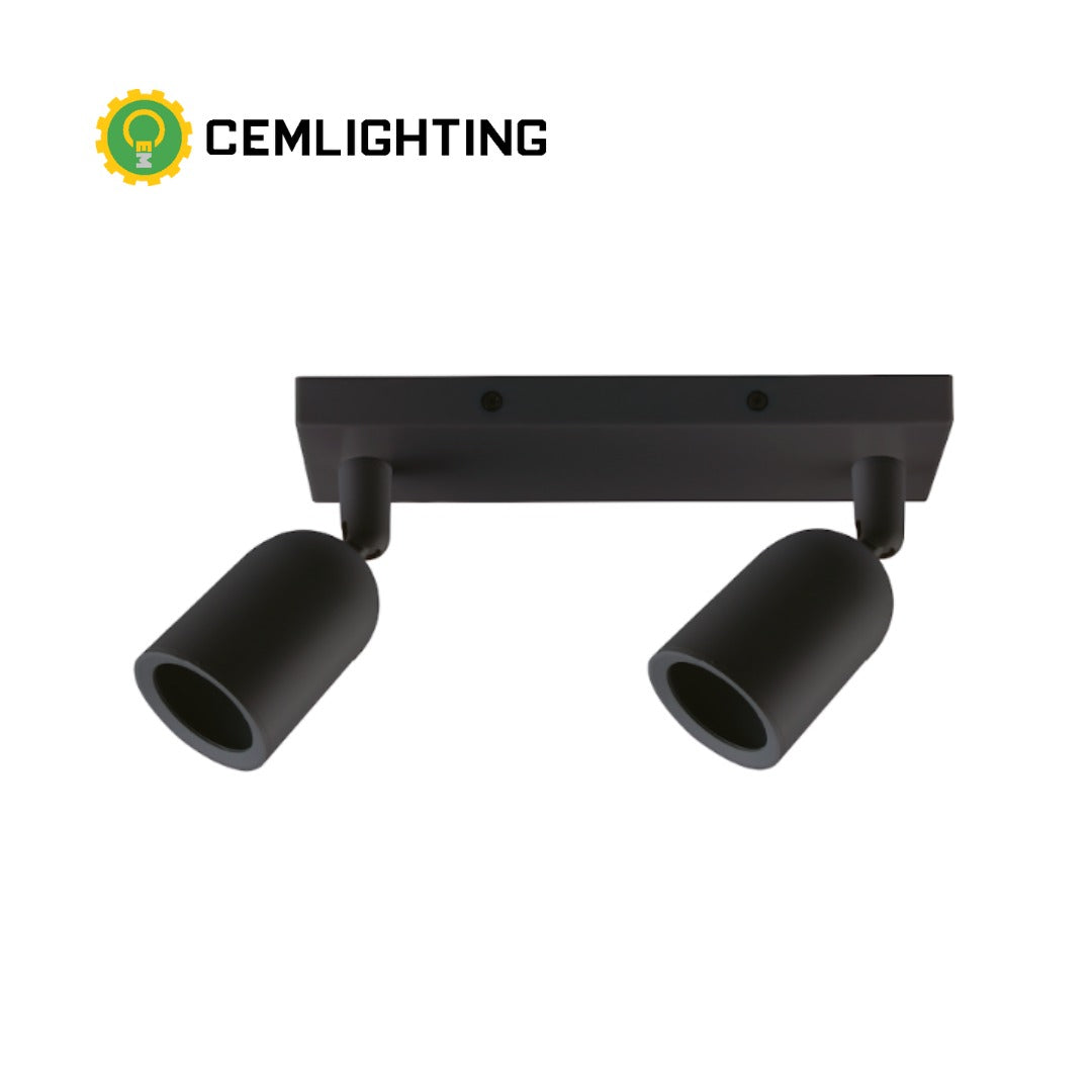 BARRA DOBLE GU10 DE PC NEGRO CEMLIGHTING