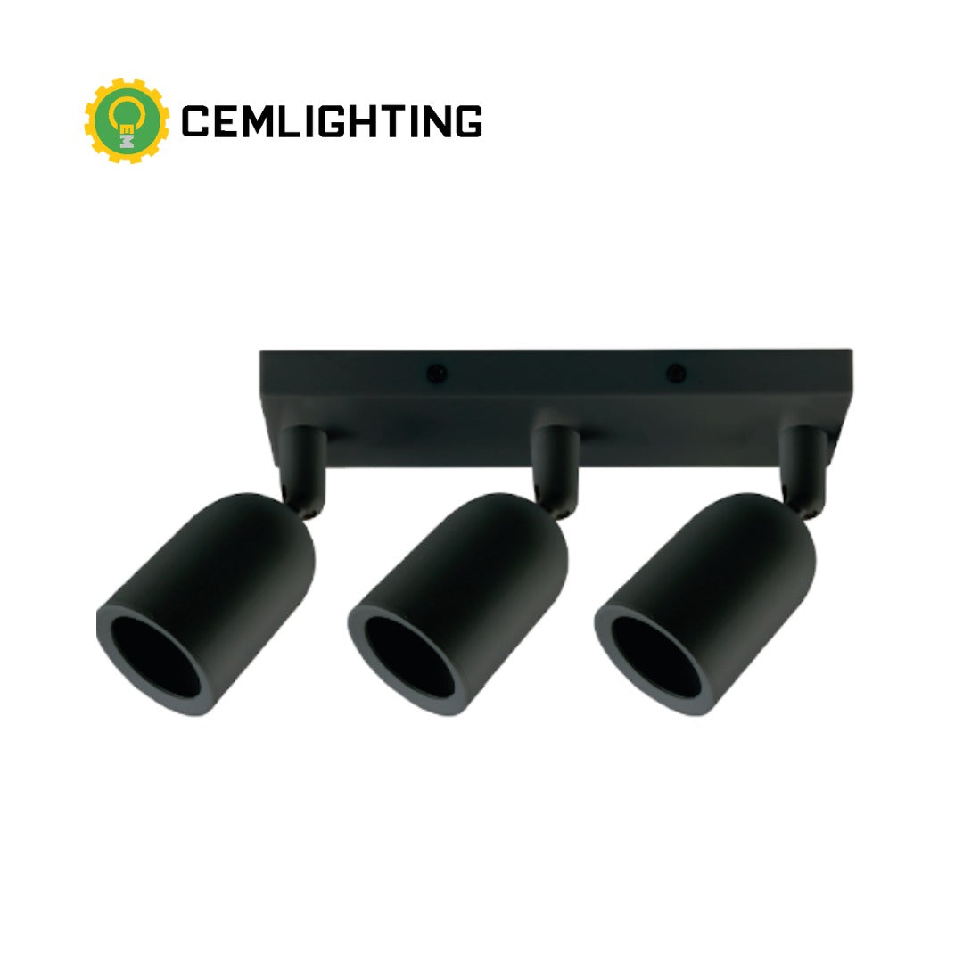 BARRA TRIPLE GU10 DE PC NEGRO CEMLIGHTING