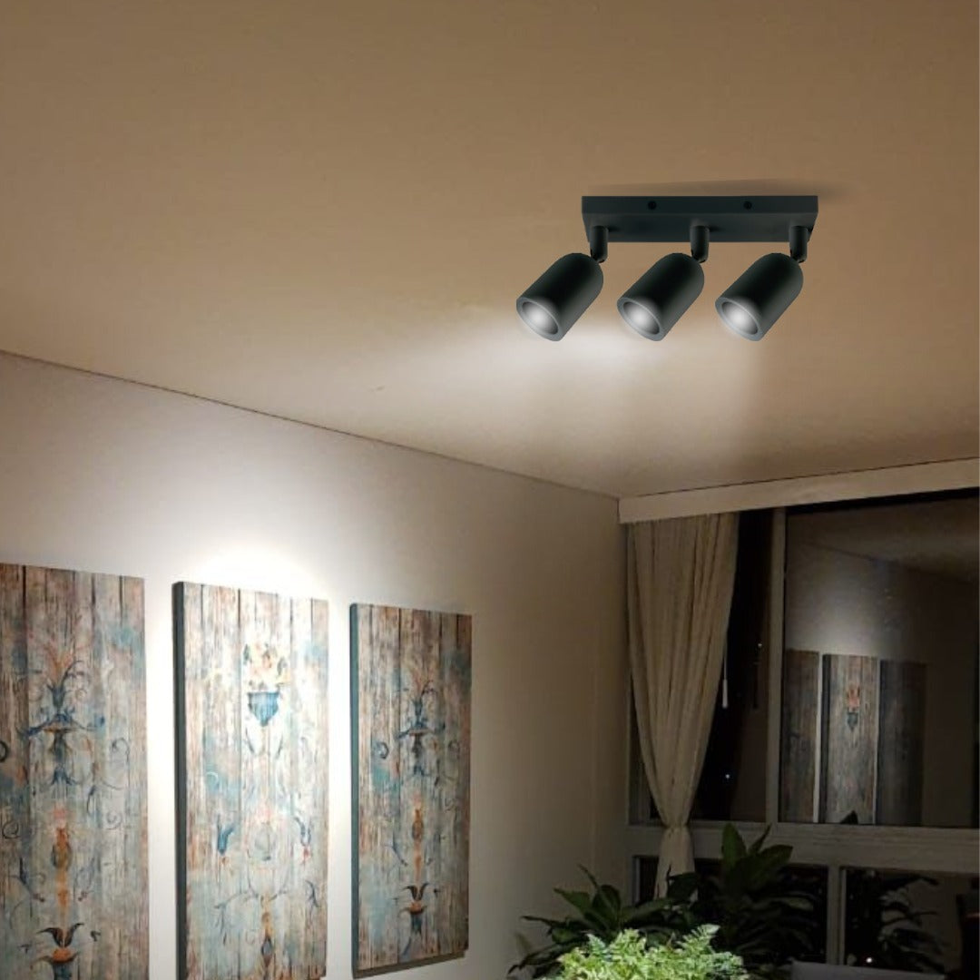 BARRA TRIPLE GU10 DE PC NEGRO CEMLIGHTING