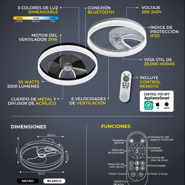 LUMINARIA LED CON VENTILADOR 30W LIGHTECH