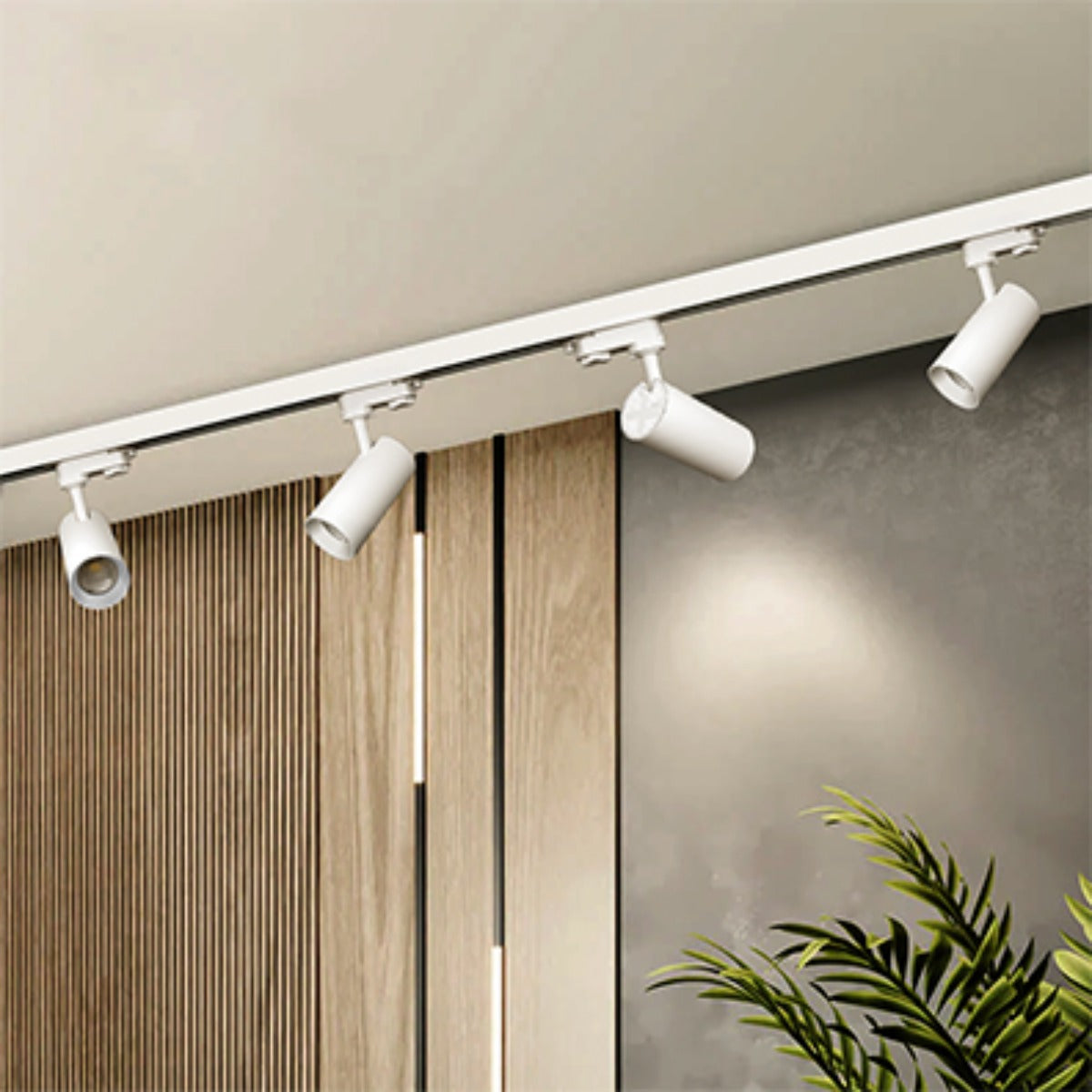 SPOT PARA RIEL DE POLICARBONATO PARA GU10 ANILLO LARGO BLANCO