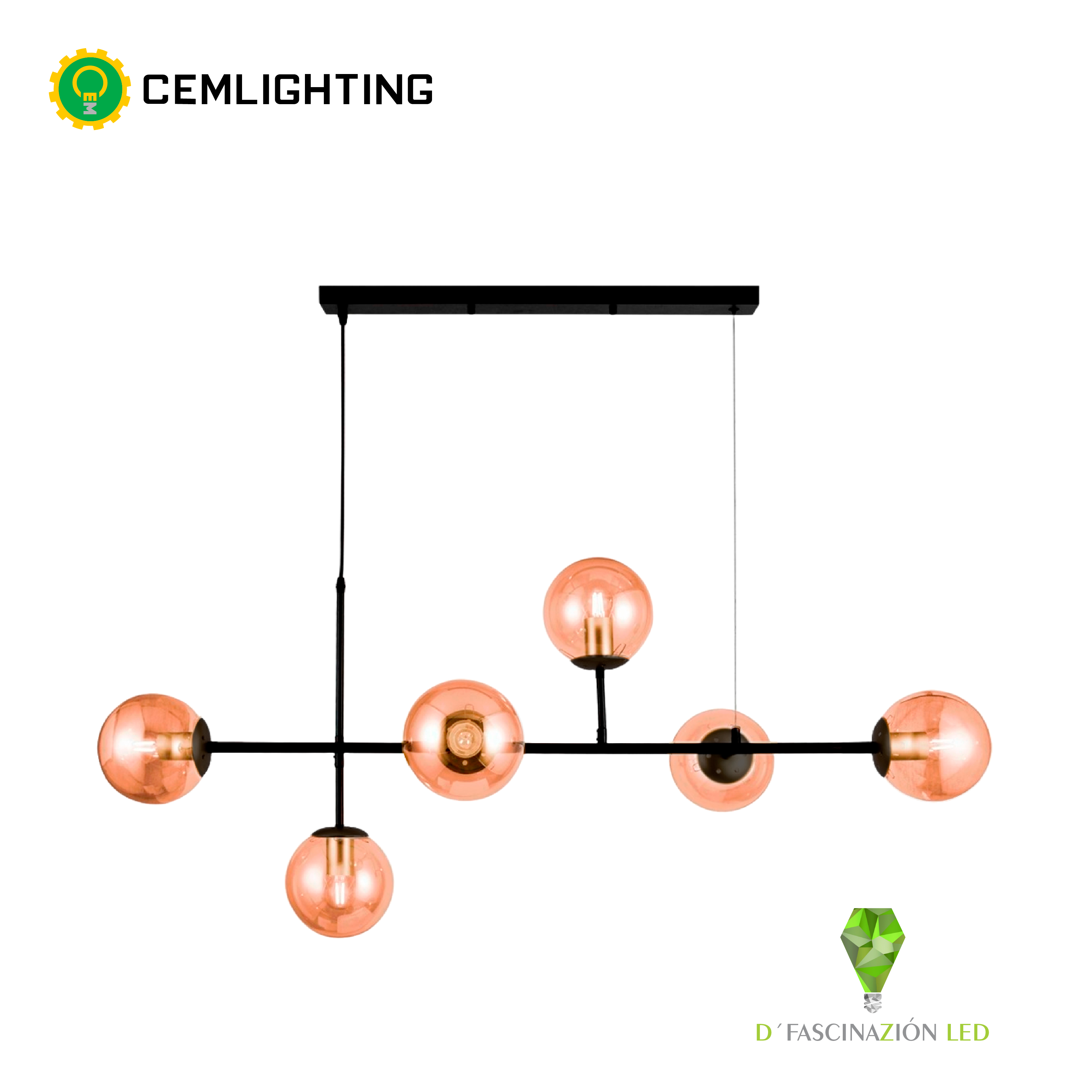 LUMINARIA CONDESA NEGRO 6 LUCES
