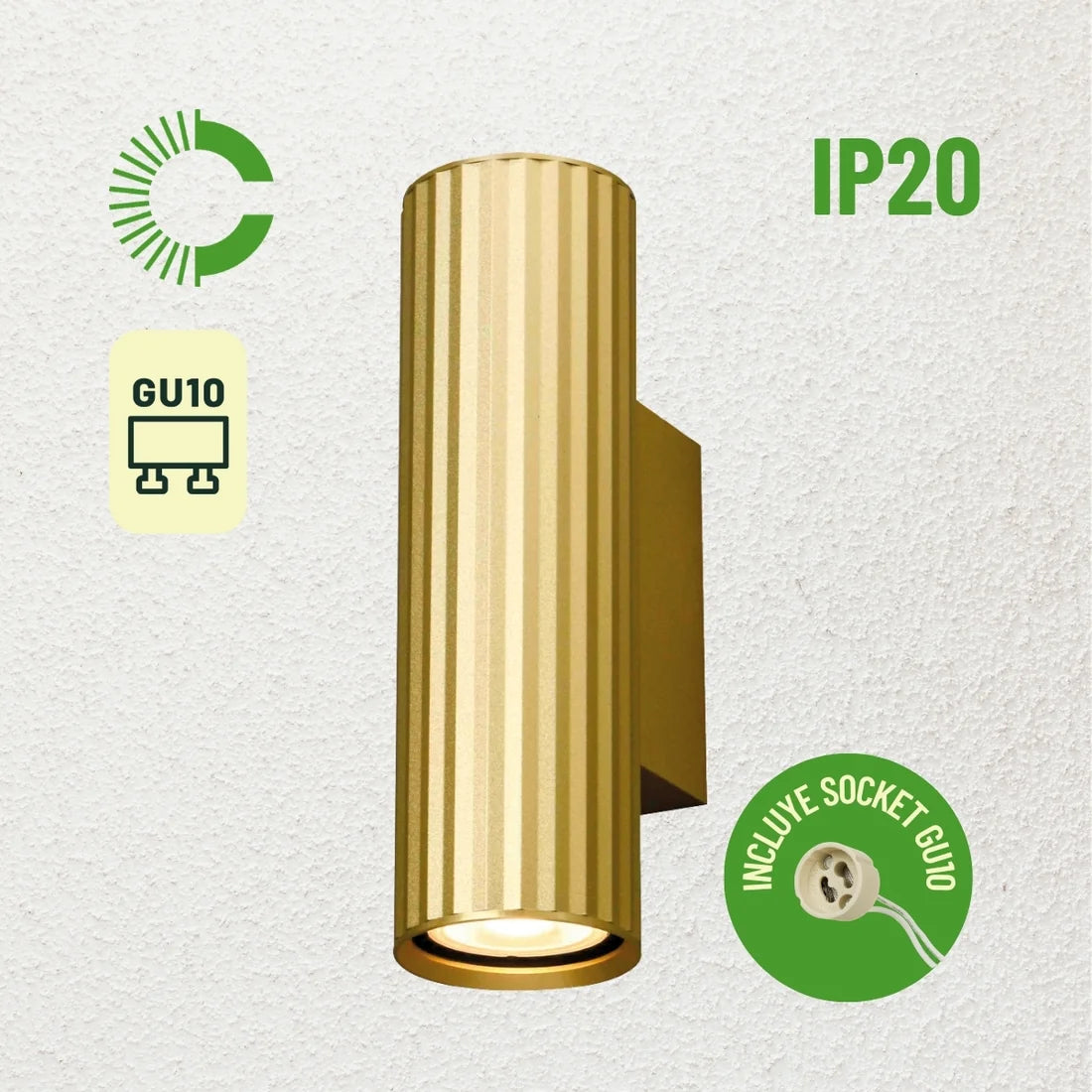 APLIQUE CARSON DORADO 2 LUCES GU10 CEMLIGHTING