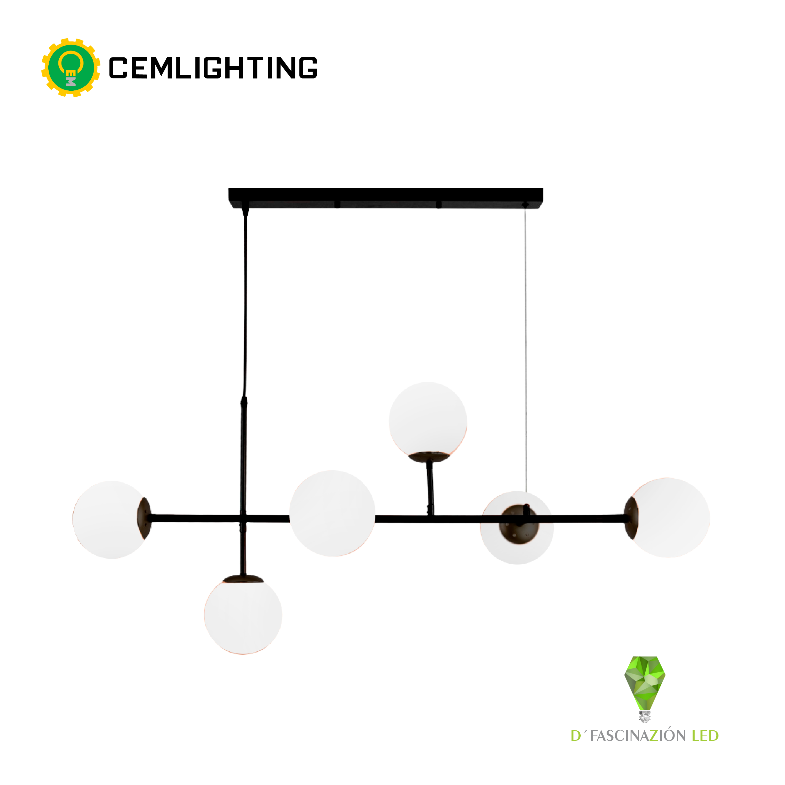 LUMINARIA CONDESA NEGRO 6 LUCES