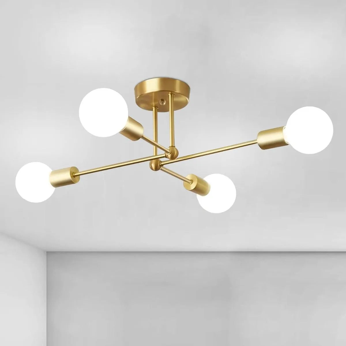 LAMPARA DE TECHO 4 LUCES DORADA MIRANDES
