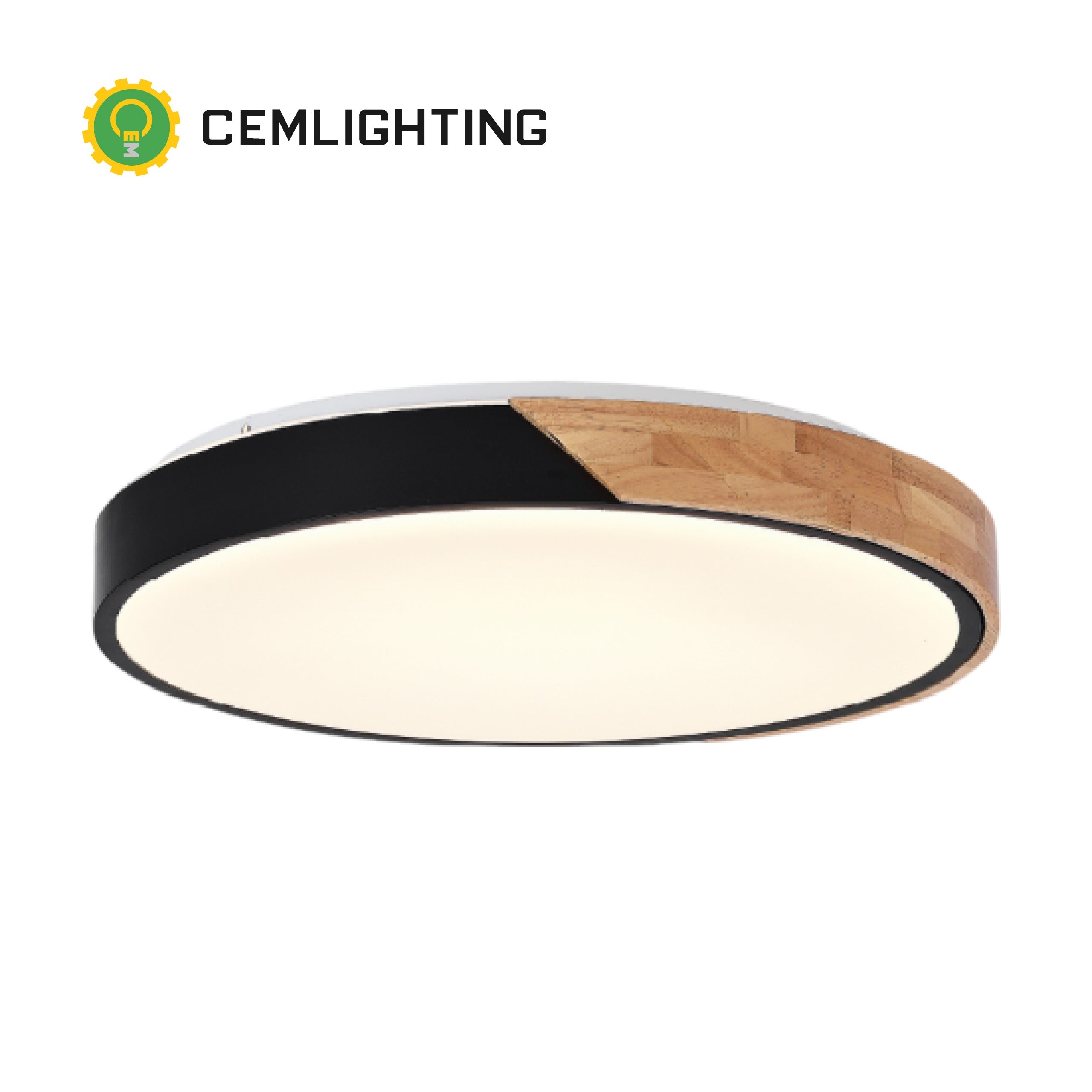 PLAFON LED 48W OSAKA 40CM NEGRO Y MADERA