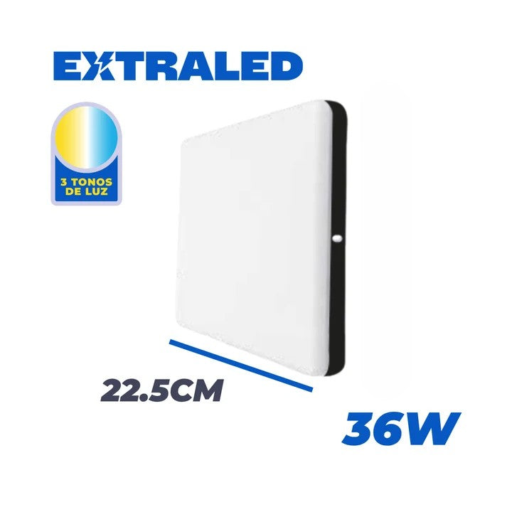 PANEL LED HIELO CUADRADO 36W TRICOLOR BASE COLOR NEGRO EXTRALED