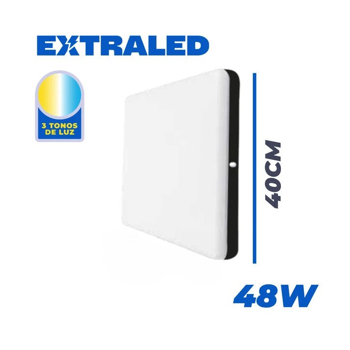 PANEL LED HIELO CUADRADO 48W TRICOLOR BASE COLOR NEGRO EXTRALED