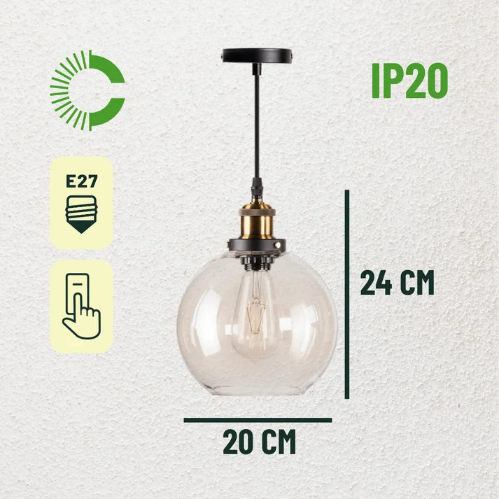 COLGANTE DE VIDRIO RUBI E27 VIDRIO TRANSPARENTE CEMLIGHTING