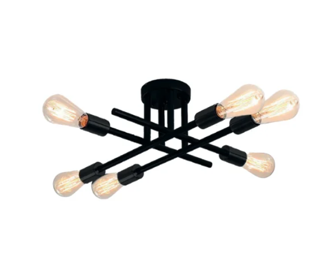 LAMPARA SORIA 6 LUCES E27 COLOR NEGRO CEMLIGHTING