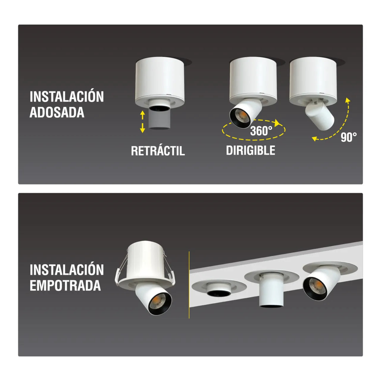 SPOT DIRIGIBLE LED 6W 3CCT BASE BLANCA LIGHTECH