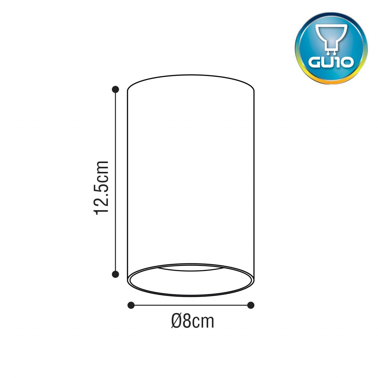 SPOT ADOSADO CILINDRO NEGRO GU10