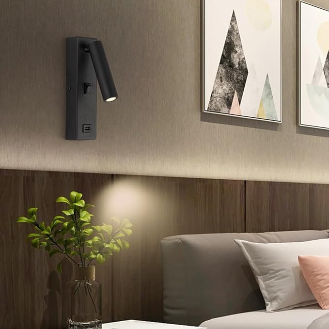APLIQUE LED RECTANGULAR 10W + SWITCH + USB NUVORA