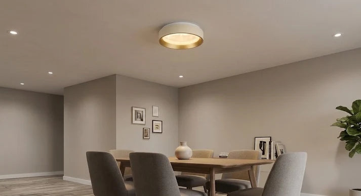 PLAFON GRECIA 48W TRICOLOR BASE BLANCO CON DORADO CEMLIGHTING
