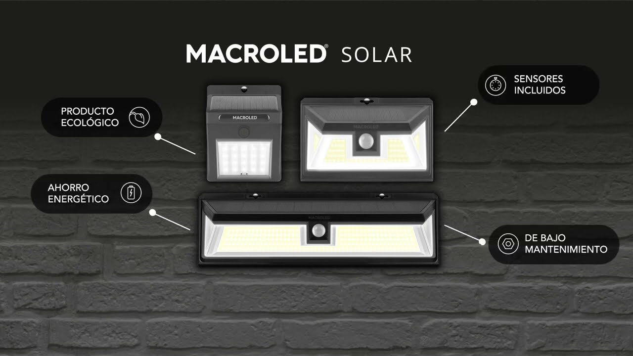 Aplique solar 10w con sensor de movimiento Macroled