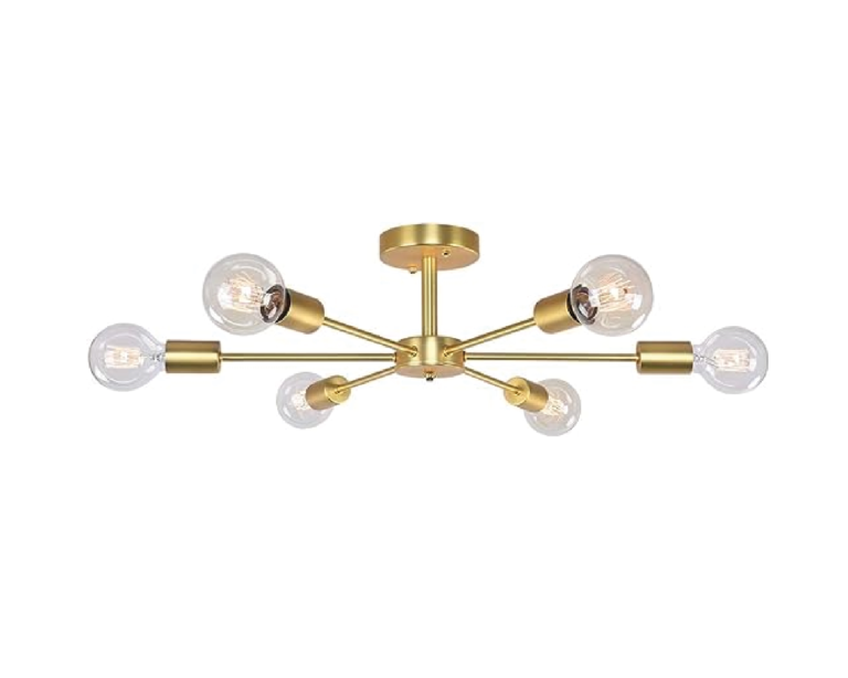 LUMINARIA MERLIN 6 LUCES COLOR DORADO