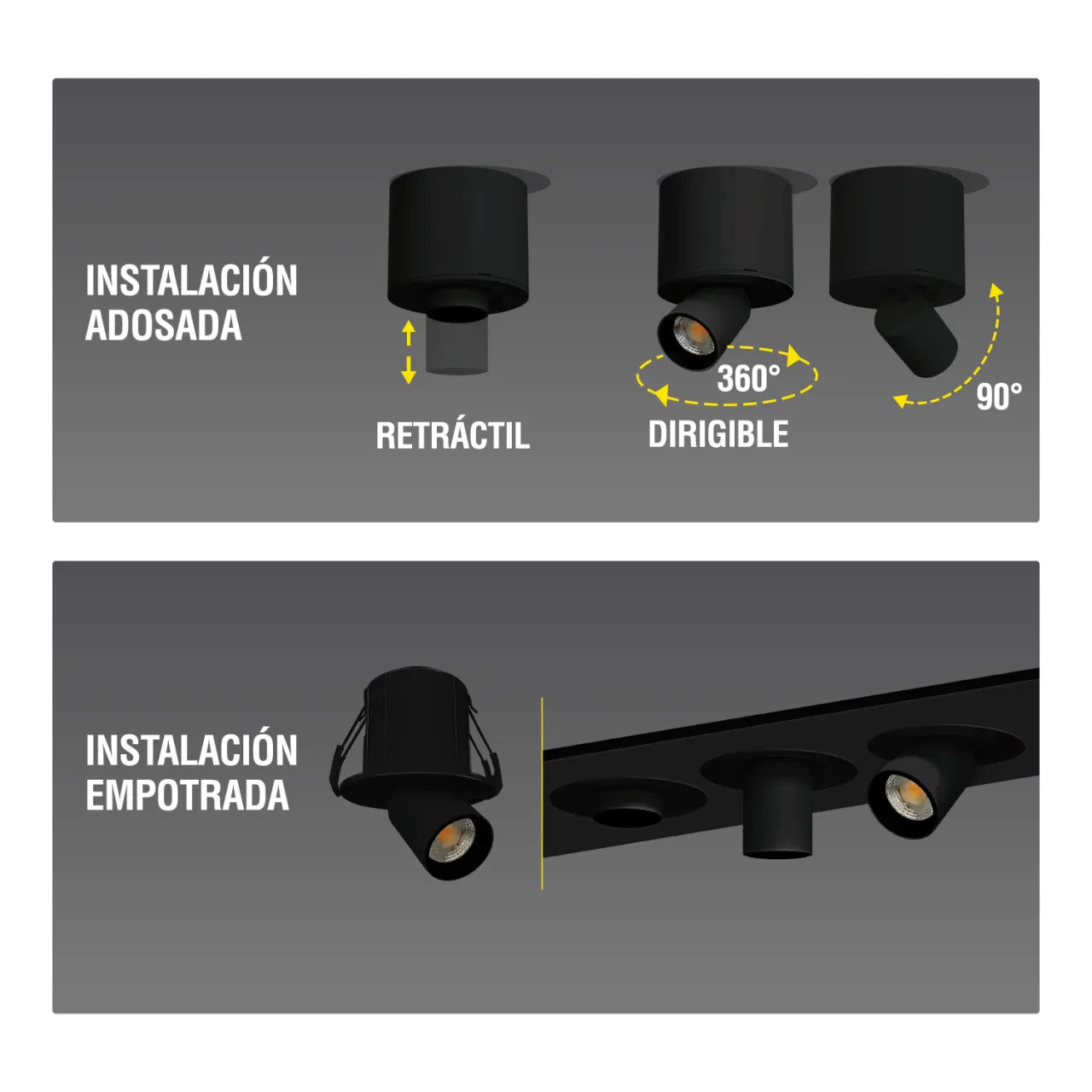SPOT DIRIGIBLE LED 6W 3CCT BASE NEGRA LIGHTECH