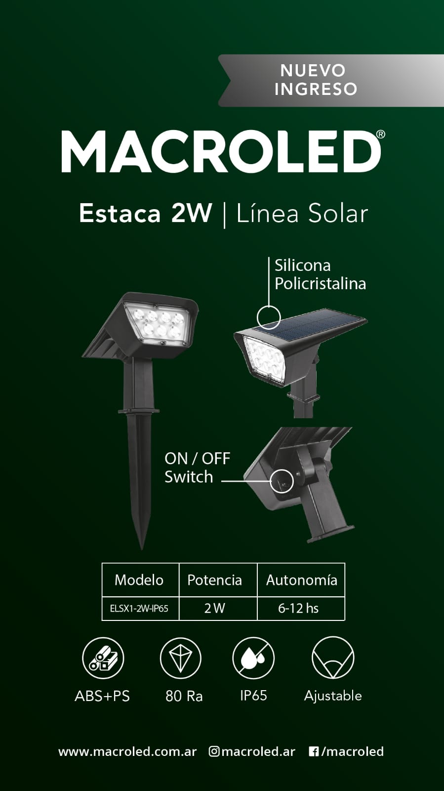 Estaca solar 2w Macroled